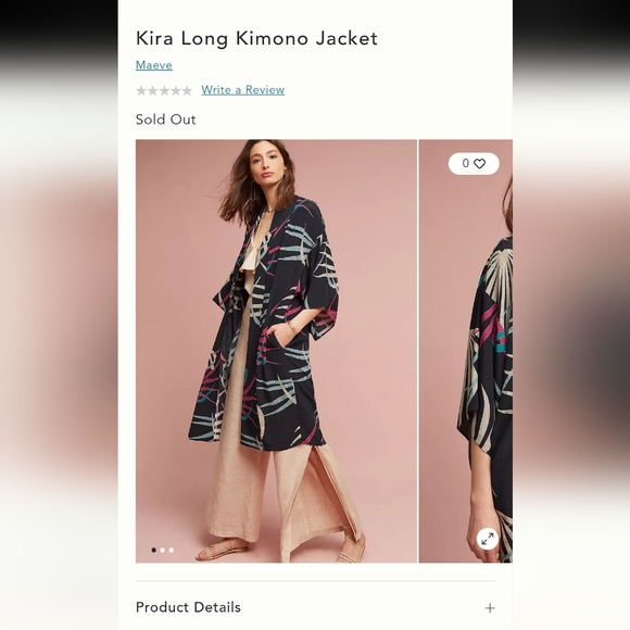 Maeve Anthropologie Kira Botanical Long Kimono Cover-up Jacket (Size XS/S) - Picture 2 of 9